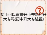 初中可以直接升中专然后升大专吗(初中升大专途径)