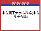 中专属于大学专科吗(中专是大专吗)