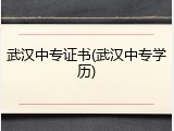 武汉中专证书(武汉中专学历)
