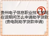 贵州电子信息职业技术学院在读期间怎么申请助学贷款(贵电院助学贷款申请)
