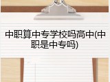 中职算中专学校吗高中(中职是中专吗)
