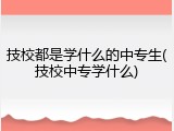 技校都是学什么的中专生(技校中专学什么)