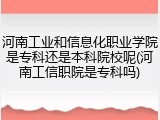 河南工业和信息化职业学院是专科还是本科院校呢(河南工信职院是专科吗)