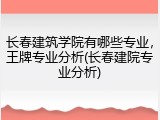 长春建筑学院有哪些专业，王牌专业分析(长春建院专业分析)