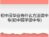 初中没毕业有什么方法读中专(初中辍学读中专)