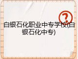 白银石化职业中专学校(白银石化中专)