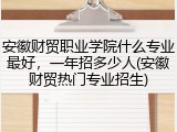 安徽财贸职业学院什么专业最好，一年招多少人(安徽财贸热门专业招生)