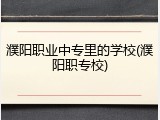 濮阳职业中专里的学校(濮阳职专校)