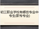 初三职业学校有哪些专业中专生(职专专业)
