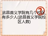 武昌首义学院有几个校区,有多少人(武昌首义学院校区人数)