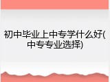 初中毕业上中专学什么好(中专专业选择)