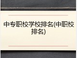 中专职校学校排名(中职校排名)