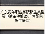 广东青年职业学院招生类型及申请条件解读(广青职院招生解读)