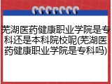 芜湖医药健康职业学院是专科还是本科院校呢(芜湖医药健康职业学院是专科吗)