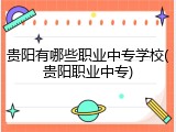 贵阳有哪些职业中专学校(贵阳职业中专)
