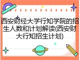 西安财经大学行知学院的招生人数和计划解读(西安财大行知招生计划)