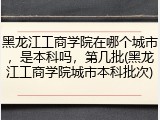 黑龙江工商学院在哪个城市，是本科吗，第几批(黑龙江工商学院城市本科批次)