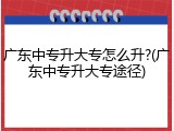 广东中专升大专怎么升?(广东中专升大专途径)