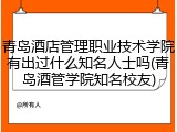 青岛酒店管理职业技术学院有出过什么知名人士吗(青岛酒管学院知名校友)