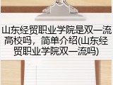 山东经贸职业学院是双一流高校吗，简单介绍(山东经贸职业学院双一流吗)