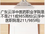 广东云浮中医药职业学院是不是211或985高校(云浮中医职院是211/985吗)