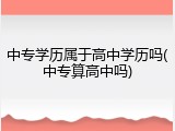 中专学历属于高中学历吗(中专算高中吗)