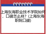 上海东海职业技术学院如何，口碑怎么样？(上海东海职院口碑)