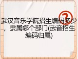 武汉音乐学院招生编码多少，隶属哪个部门(武音招生编码归属)