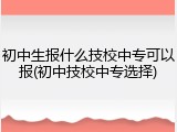 初中生报什么技校中专可以报(初中技校中专选择)
