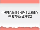 中专的毕业证是什么样的(中专毕业证样式)