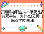 云南机电职业技术学院是否有双学位，为什么(云机电院双学位原因)