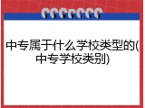 中专属于什么学校类型的(中专学校类别)