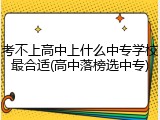 考不上高中上什么中专学校最合适(高中落榜选中专)