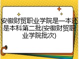 安徽财贸职业学院是一本还是本科第二批(安徽财贸职业学院批次)
