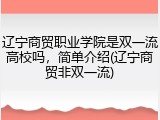 辽宁商贸职业学院是双一流高校吗，简单介绍(辽宁商贸非双一流)
