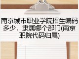 南京城市职业学院招生编码多少，隶属哪个部门(南京职院代码归属)