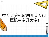 中专计算机应用升大专(计算机中专升大专)
