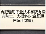 合肥通用职业技术学院有没有院士，大概多少(合肥通用院士数量)