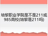 培黎职业学院是不是211或985高校(培黎是211吗)