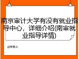 南京审计大学有没有就业指导中心，详细介绍(南审就业指导详情)