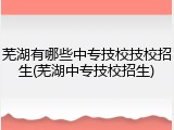 芜湖有哪些中专技校技校招生(芜湖中专技校招生)