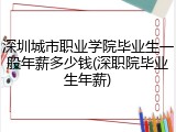 深圳城市职业学院毕业生一般年薪多少钱(深职院毕业生年薪)