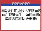 海南软件职业技术学院有没有在职研究生，如何申请(海软职院在职研申请)