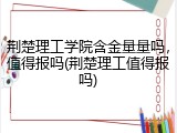 荆楚理工学院含金量量吗，值得报吗(荆楚理工值得报吗)