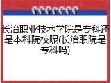 长治职业技术学院是专科还是本科院校呢(长治职院是专科吗)