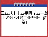 三亚城市职业学院毕业一般工资多少钱(三亚毕业生薪资)
