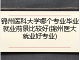 锦州医科大学哪个专业毕业就业前景比较好(锦州医大就业好专业)