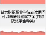 甘肃财贸职业学院就读期间可以申请哪些奖学金(甘财院奖学金种类)