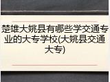 楚雄大姚县有哪些学交通专业的大专学校(大姚县交通大专)