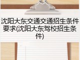 沈阳大东交通交通招生条件要求(沈阳大东驾校招生条件)